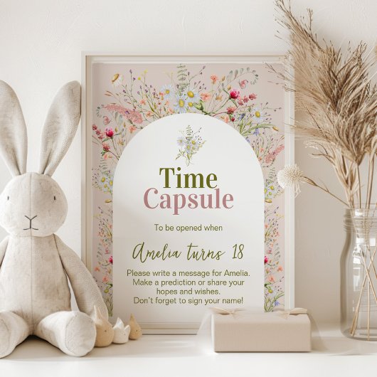 Little Wildflower Garden Party Time Capsule Sign Poster