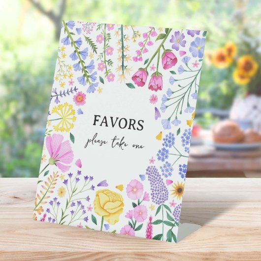 Little Wildflower Garden Party Verjaardag Reclamebord Met Voetstuk