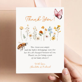Little Wildflower Girl Baby Shower Dankkaart Kaart