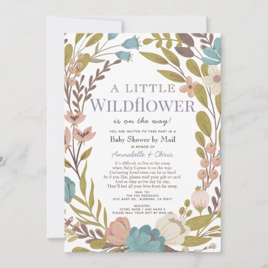 Little Wildflower Girl Baby shower per post Kaart (Voorkant)