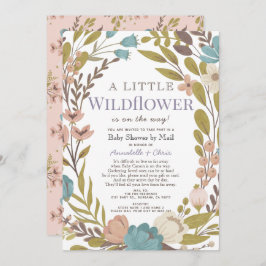 Little Wildflower Girl Baby shower per post Kaart