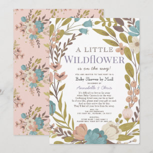 Little Wildflower Girl Baby shower per post Kaart