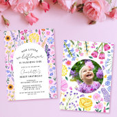 Little Wildflower Girl Eerste Verjaardag Roze Foto Kaart