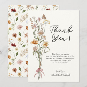 Little Wildflower Girl Ivory Baby shower Bedankkaart
