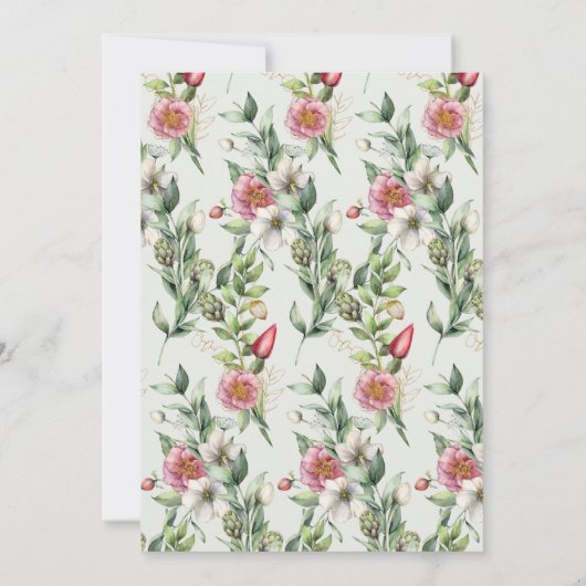 Little Wildflower Greenery Rhombus Baby shower Kaart (Achterkant)