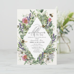 Little Wildflower Greenery Rhombus Baby shower Kaart