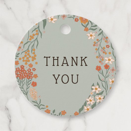 Little Wildflower Herfst Rustic Boho Baby shower Bedankjes Labels (Voorkant)