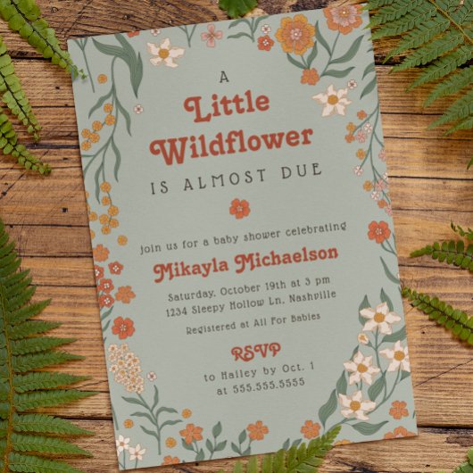 Little Wildflower Herfst Rustic Boho Baby shower Kaart