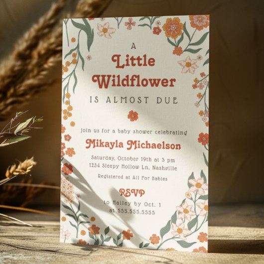 Little Wildflower Herfst Rustic Boho Baby shower Kaart