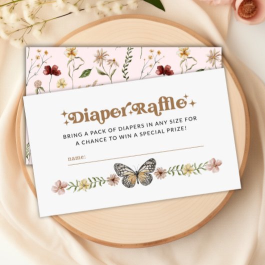 Little Wildflower Luier Raffle Baby shower spel Informatiekaartje