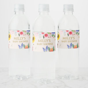 Little Wildflower Mama to Bee Baby shower Waterfles Etiket