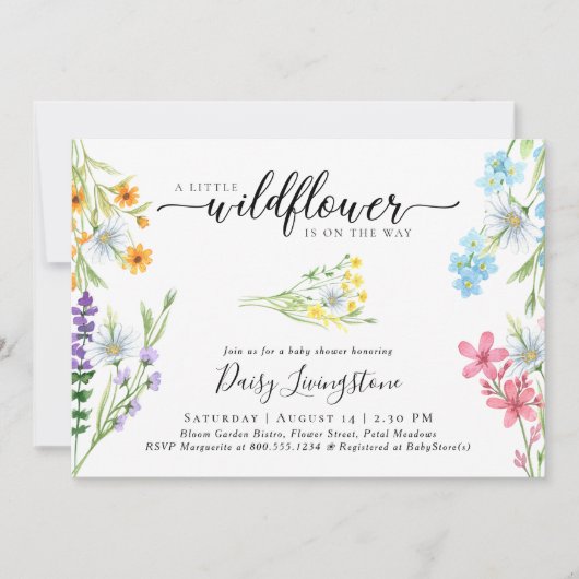 Little Wildflower Meadow Waterverf Baby shower Kaart (Voorkant)