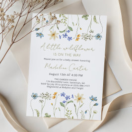 Little Wildflower Minimalist Floral Baby Shower Kaart