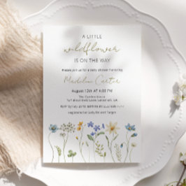 Little Wildflower Minimalist Floral Baby shower Kaart