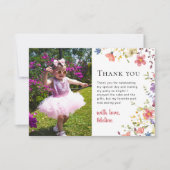 Little Wildflower Modern 1e Verjaardag Kinder Part Bedankkaart (Voorkant)