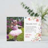 Little Wildflower Modern 1e Verjaardag Kinder Part Bedankkaart (Staand voorkant)