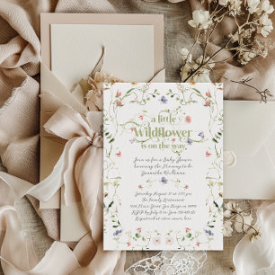 Little Wildflower Modern Floral Baby shower Kaart