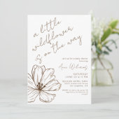 Little Wildflower Neutral Handwritten Baby Shower Kaart (Staand voorkant)