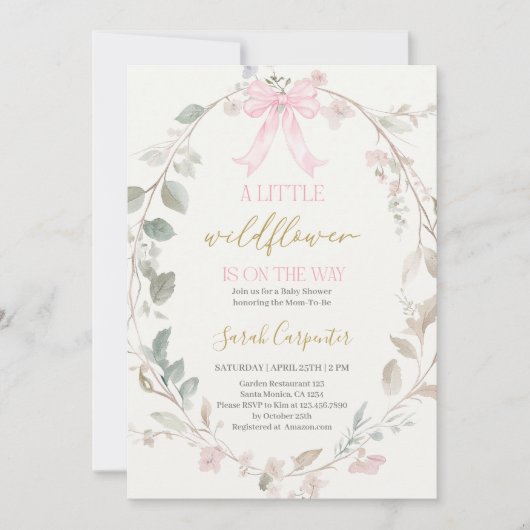 Little Wildflower op haar weg Baby shower Girl Kaart (Voorkant)