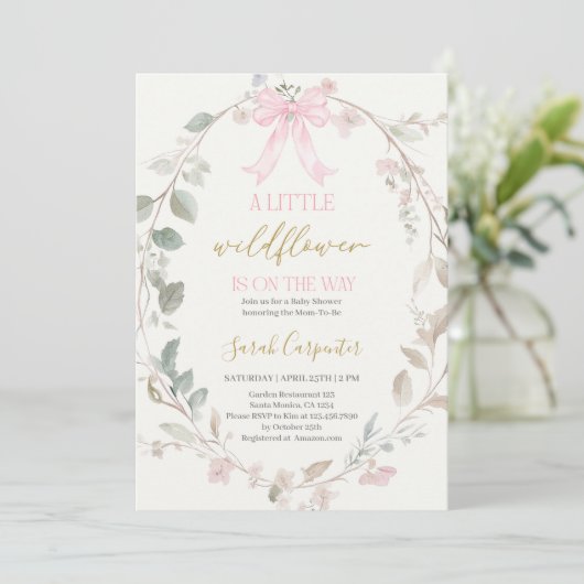 Little Wildflower op haar weg Baby shower Girl Kaart (Staand voorkant)