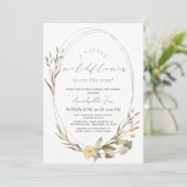 Little Wildflower Oval Girl Virtual Baby shower Kaart (Staand voorkant)