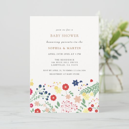 Little Wildflower Pattern Baby shower Kaart (Staand voorkant)