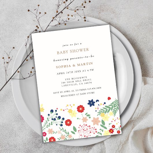 Little Wildflower Pattern Baby shower Kaart