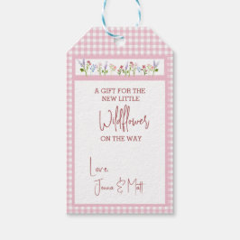 Little Wildflower Pink Gingham Check Baby shower Cadeaulabel