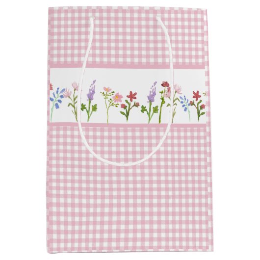Little Wildflower Pink Gingham Check Cadeautas (Voorkant)