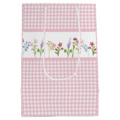 Little Wildflower Pink Gingham Check Cadeautas (Achterkant)