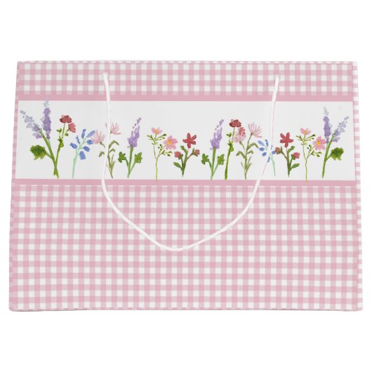 Little Wildflower Pink Gingham Check Cadeautas (Voorkant)