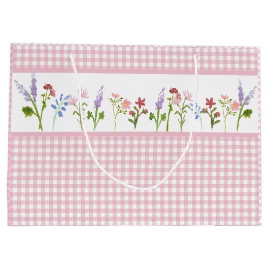 Little Wildflower Pink Gingham Check Cadeautas (Achterkant)