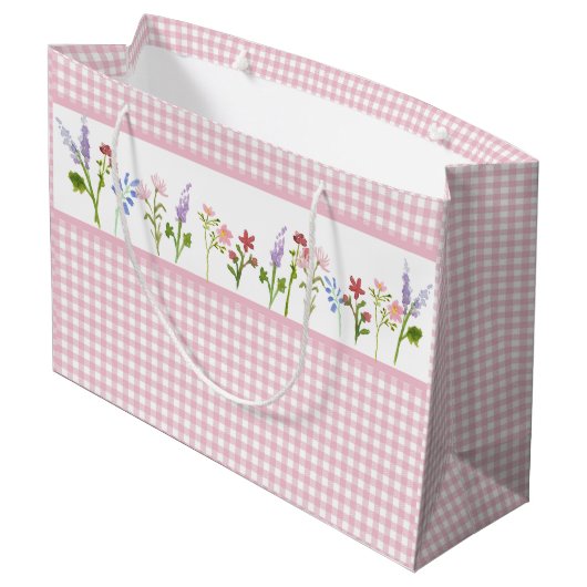 Little Wildflower Pink Gingham Check Cadeautas (Achterkant Gekanteld)