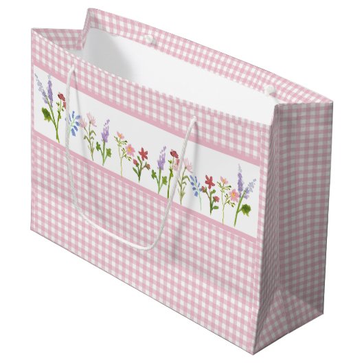 Little Wildflower Pink Gingham Check Cadeautas (Voorkant Gekanteld)
