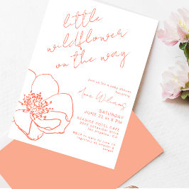 Little Wildflower Pink Handwritten Baby Shower Kaart