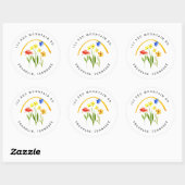 Little Wildflower Return-adres Ronde Sticker (Vel)