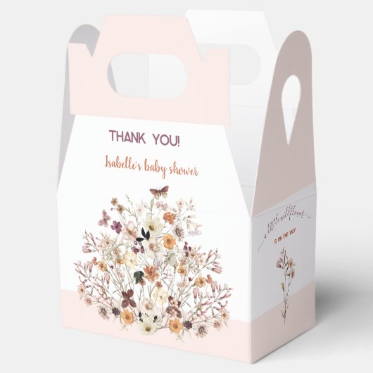 Little Wildflower Roze Bloemen Meisje Baby shower Bedankdoosjes (Geopend)