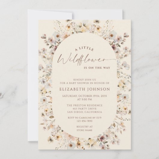 Little Wildflower Rustic QR Code Baby Shower  Kaart (Voorkant)