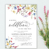 Little Wildflower Script Boho Baby shower Kaart