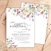 Little Wildflower Script Boho Baby shower Kaart