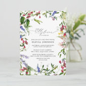 Little Wildflower Script Floral Baby shower Kaart (Staand voorkant)