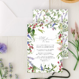 Little Wildflower Script Floral Baby shower Kaart