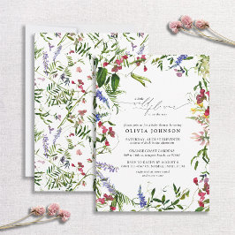 Little Wildflower Script Floral Baby shower Kaart