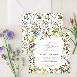 Little Wildflower Script Girl Bloemen Baby Shower Kaart