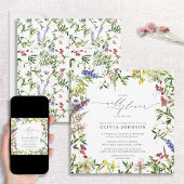 Little Wildflower Script Meisje Bloemen Baby showe Kaart