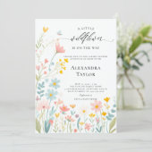 Little Wildflower Script Pastels Baby Meisje Douch Kaart (Staand voorkant)