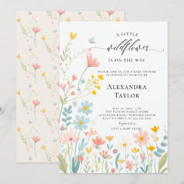 Little Wildflower Script Pastels Baby Meisje Douch Kaart