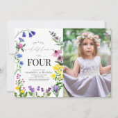 Little Wildflower Script Verjaardagsfoto Kaart (Voorkant)