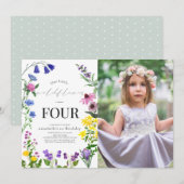 Little Wildflower Script Verjaardagsfoto Kaart (Voorkant / Achterkant)