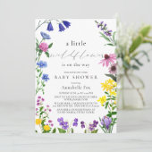 Little Wildflower Script Virtual Baby shower Kaart (Staand voorkant)